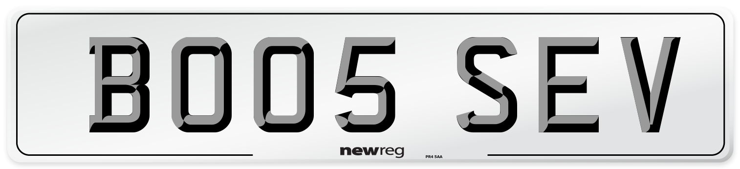 BO05 SEV Number Plate from New Reg